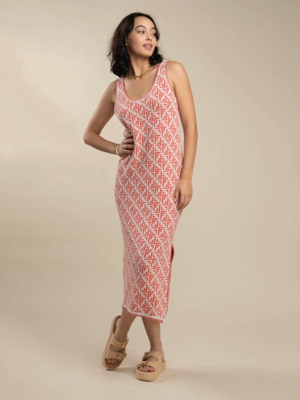 Sendero Puebla Knit Dress in Mosaic Coral